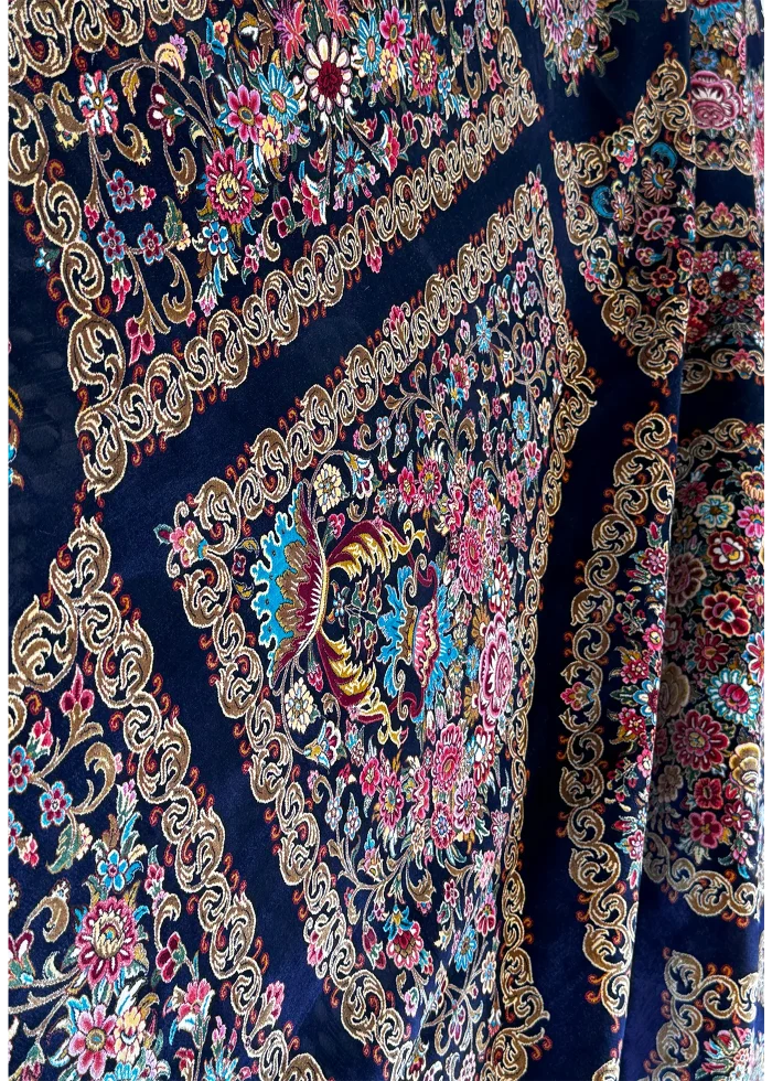 Blue and Pink Persian Rug Thousand Flowers Pattern 7 x 7 - Image 6