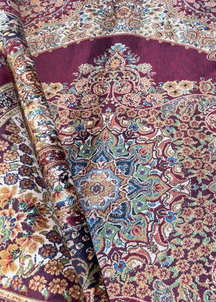 Red and Beige Persian Rug Flame Pattern 4 x 6 - Image 7