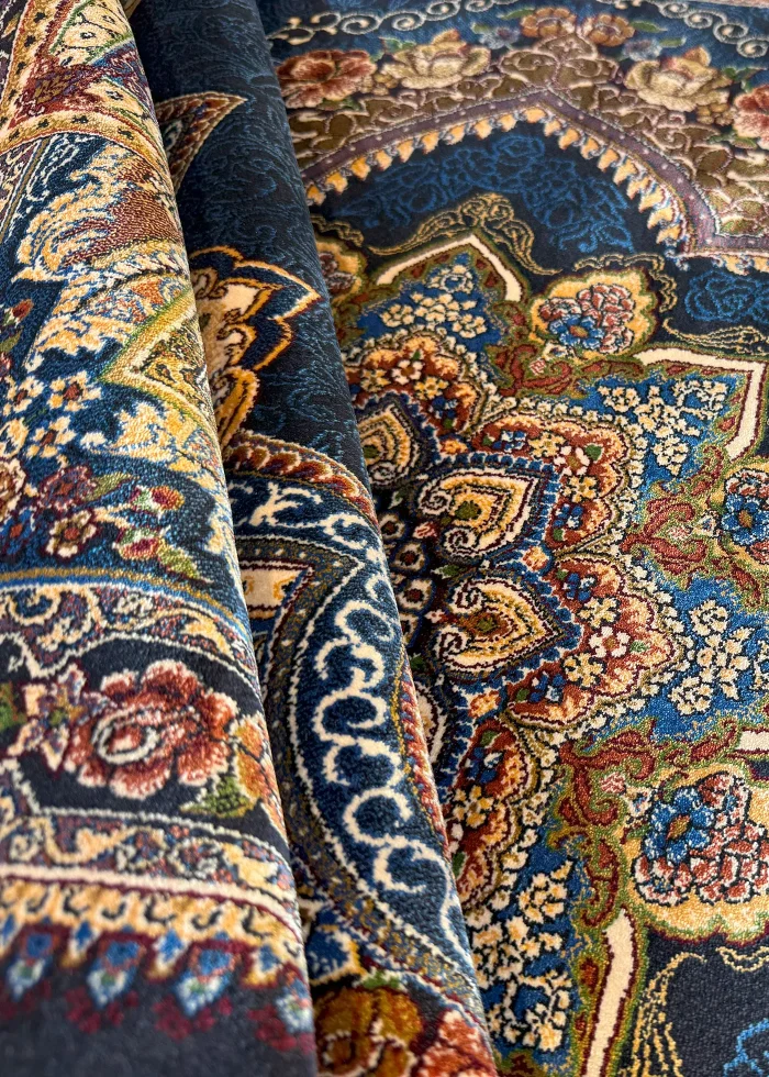 Navy Blue and Beige persian Rug Faraz Pattern 4 x 6 - Image 6