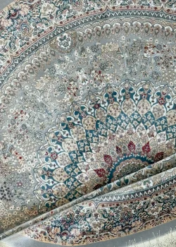 Gray and Blue Round Persian Rug Vanda Pattern 5 x 5 - Image 4