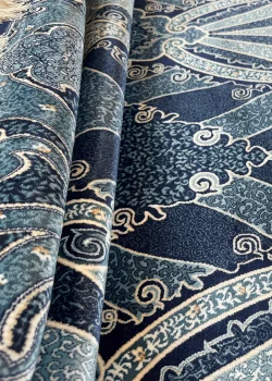 Navy Blue and Blue Round Persian Rug Horizon Pattern 5 x 5 - Image 7