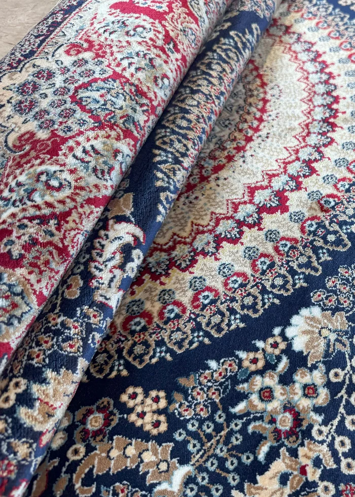 Blue and Red Round Persian Rug Golestan Pattern 5 x 5 - Image 6