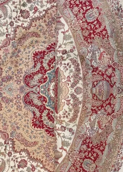 Beige and Red Round Persian Rug Faraz Pattern 5 x 5 - Image 6