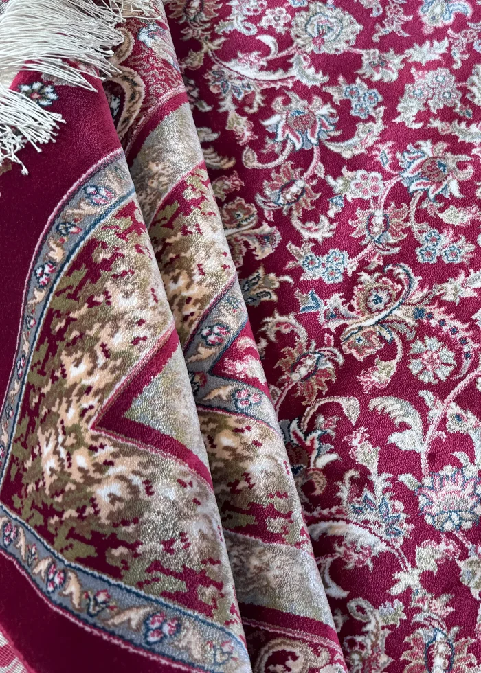Red and Beige Persian Rug Shah Abbasi Pattern 5 x 5 - Image 6