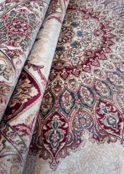 Beige and Red Persian Rug Vanda Pattern 5 x 5 - Image 6