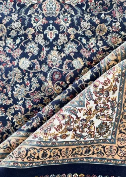 Navy Blue and Blue Persian Rug Afshan Pattern 5 x 5 - Image 5
