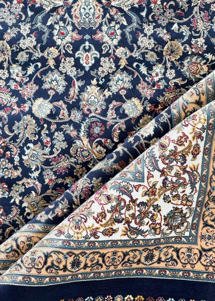 Navy Blue and Blue Persian Rug Afshan Pattern 5 x 5 - Image 5