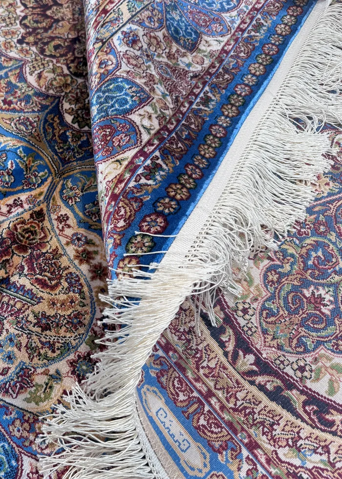 Blue and Beige Persian Rug Flame Pattern 4 x 6 - Image 7