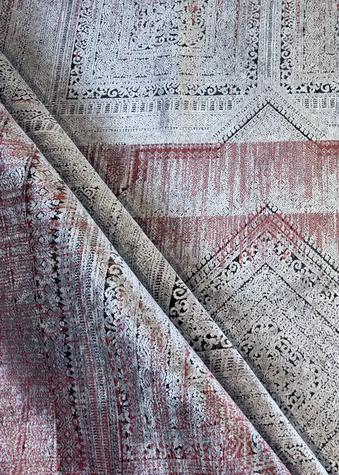 Gray and Red Persian Rug Ash Pattern 7 x 9 - Image 8