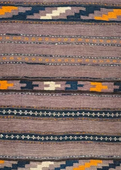 Brown and Taupe Persian Kilim Shahsavan Pattern 3 x 8 - Image 2