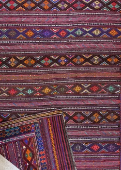 Red and Purple Persian Kilim Shahsavan Pattern 7 x 9 - Image 4