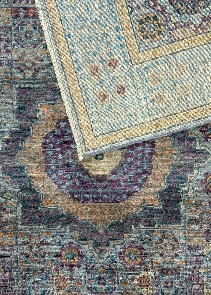 Gray and Purple Wool Persian Rug Tabriz Pattern 4 x 6 - Image 5