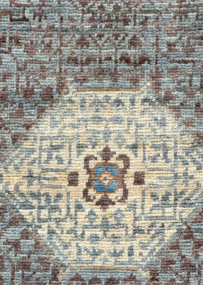 Beige and Blue Wool Persian Rug Tabriz Pattern 3 x 5 - Image 4