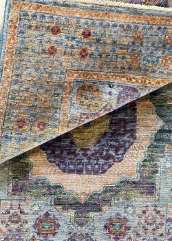 Green and Blue Wool Persian Rug Tabriz Pattern 4 x 6 - Image 6