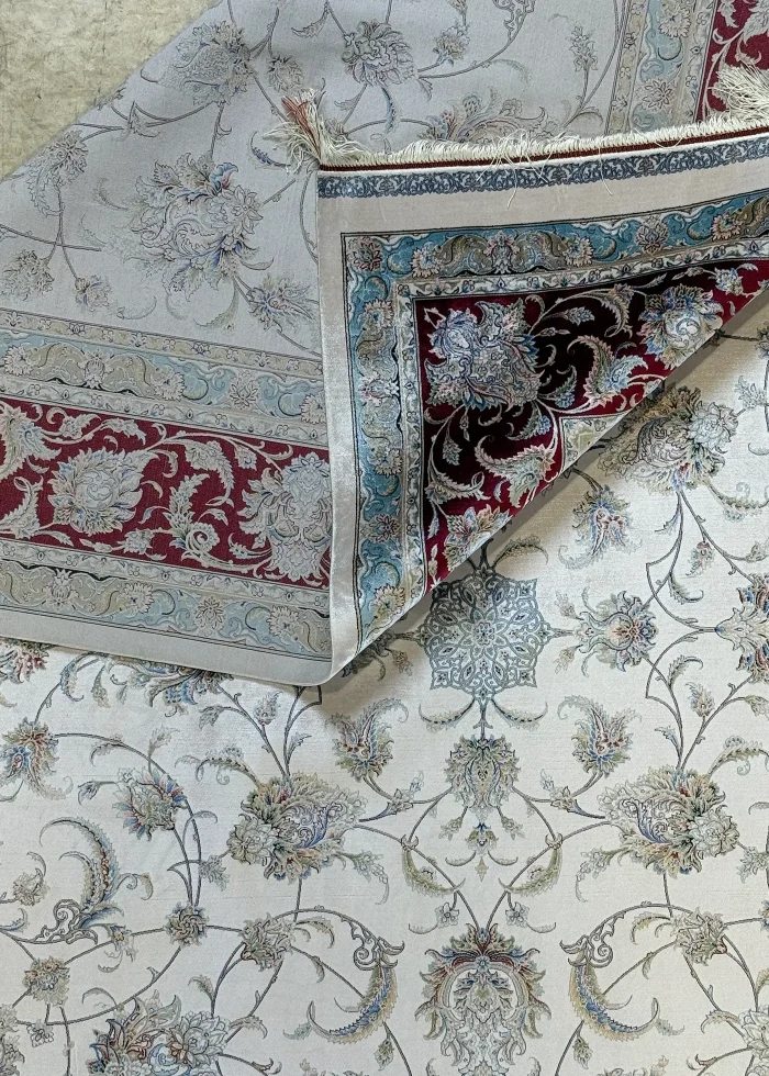 Beige and Red Persian Rug Shah Abbasi Pattern 7 x 9 - Image 6