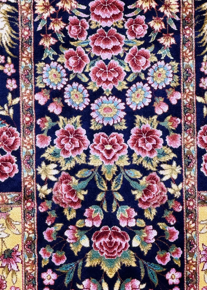 Blue and Pink Persian Rug Mehrab Pattern 2 x 3 - Image 5