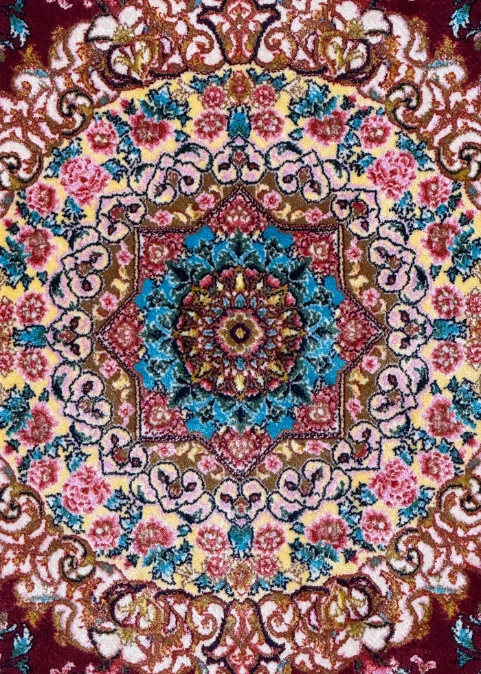 Red and Pink Persian Rug Rose Pattern 3 x 4 - Image 3