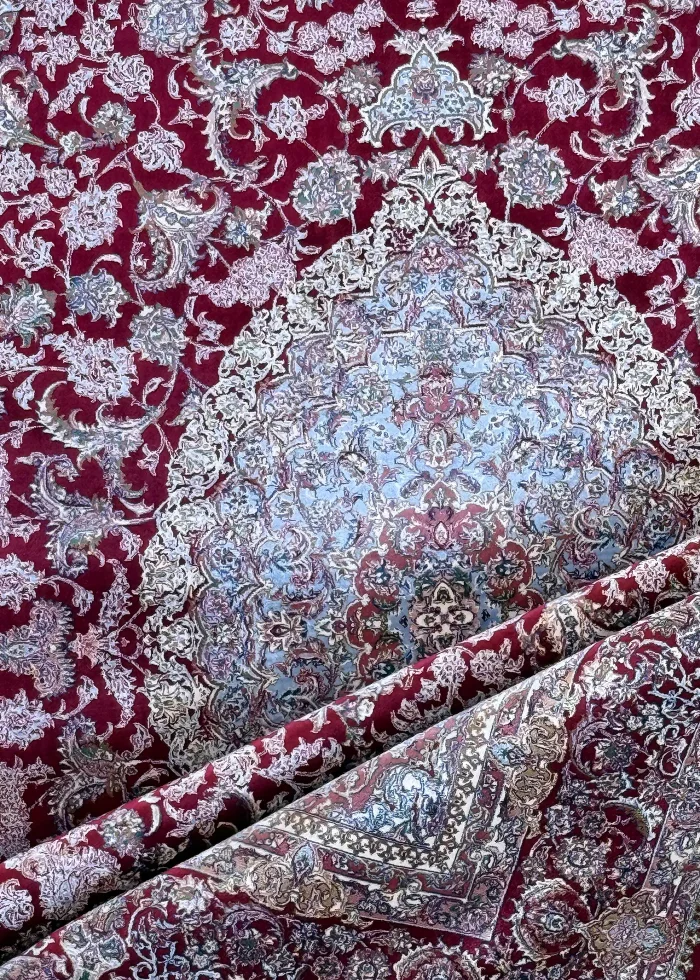 Red and White Persian Rug Shah Abbasi Pattern 4 x 6 - Image 6