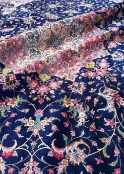 Blue and Pink Persian Rug Shah Abbasi Pattern 7 x 9 - Image 4