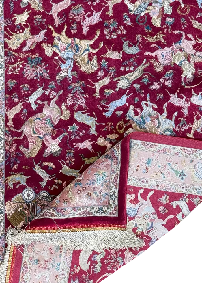 Pink and Red Persian Rug Hunting Pattern 3 x 5 - Image 2