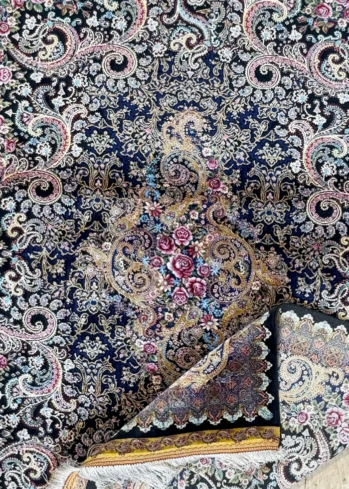 Pink and Black Persian Rug Paisley Pattern 3 x 5 - Image 4