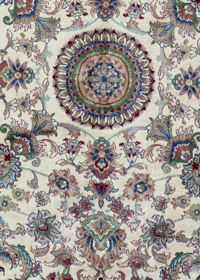 Beige and Green Persian Rug Shah Abbasi Pattern 7 x 9 - Image 2