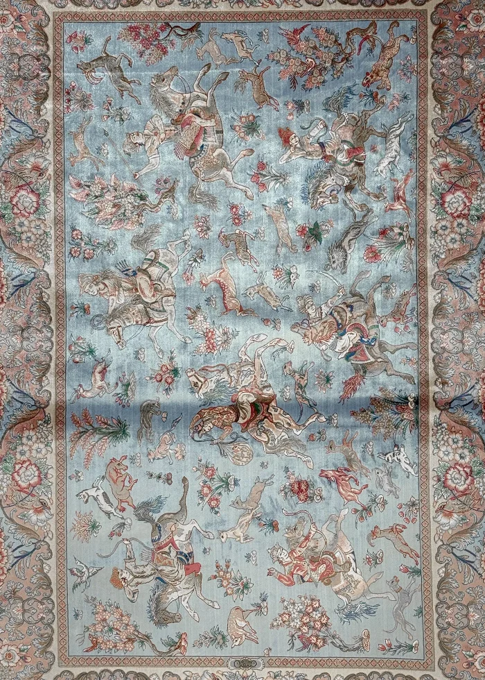 Blue Persian Rug Hunting Pattern 3 x 5 - Image 2