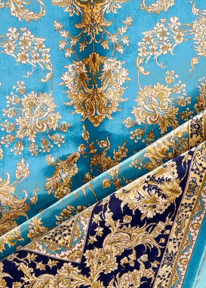 Blue and Gold Persian Rug Afshan Pattern 4 x 6 - Image 3