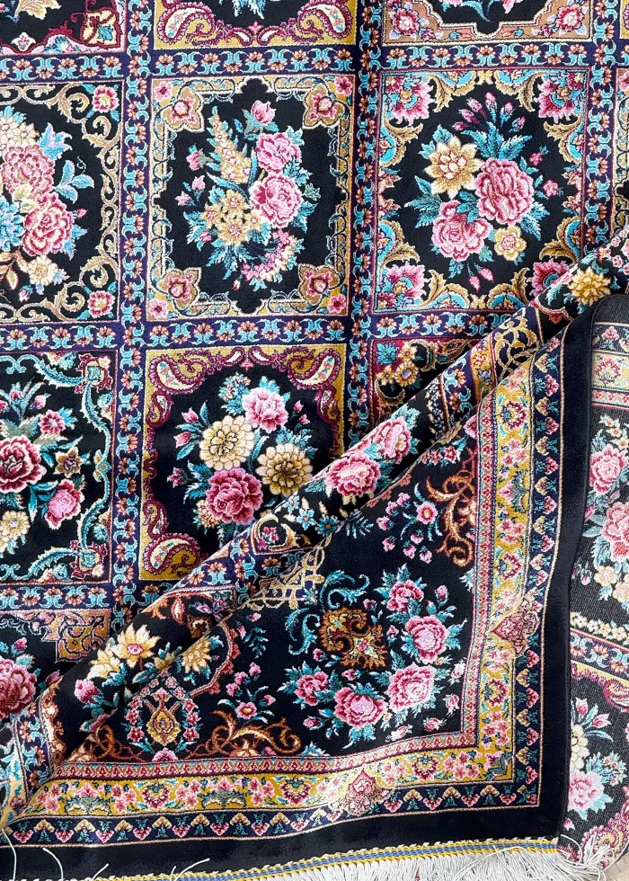 Black and Pink Persian Rug Tile Pattern 4 x 6 - Image 4