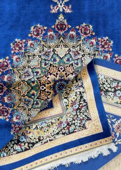 Navy Blue and Beige Persian Rug Faraz Pattern 3 x 5 - Image 6