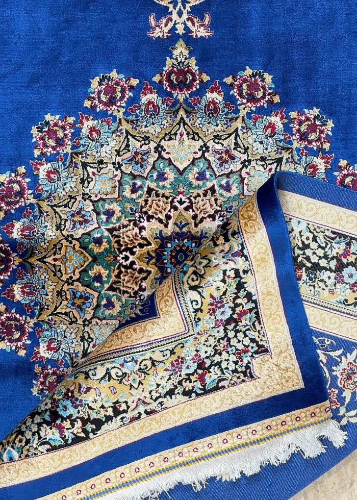 Navy Blue and Beige Persian Rug Faraz Pattern 3 x 5 - Image 6