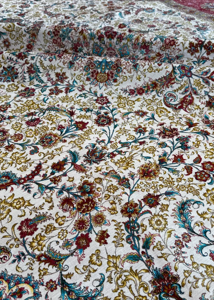 Beige and Red Peesian Rug Shah Abbasi Pattern 7 x 9 - Image 8