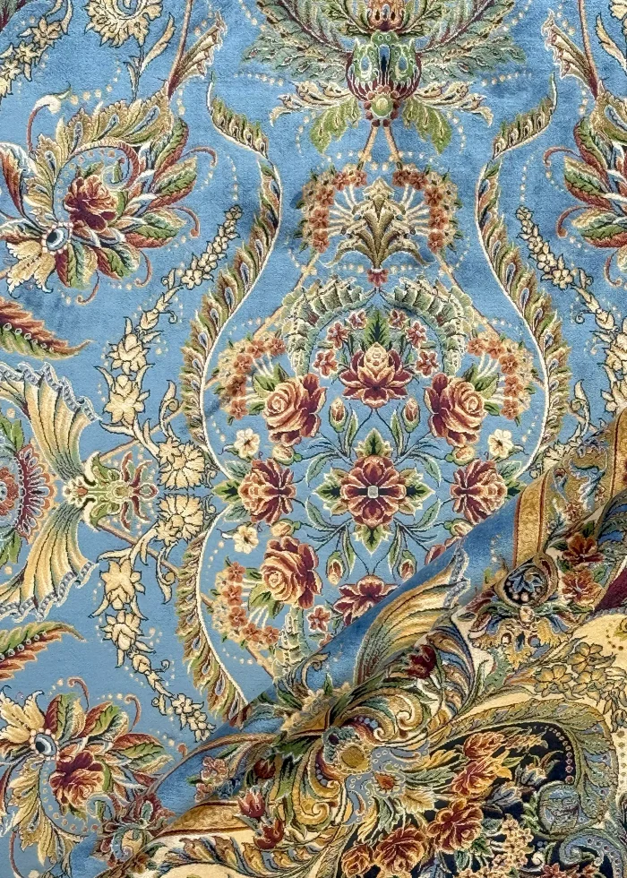 Blue and Beige Persian Rug Afshan Pattern 8 x 10 - Image 5