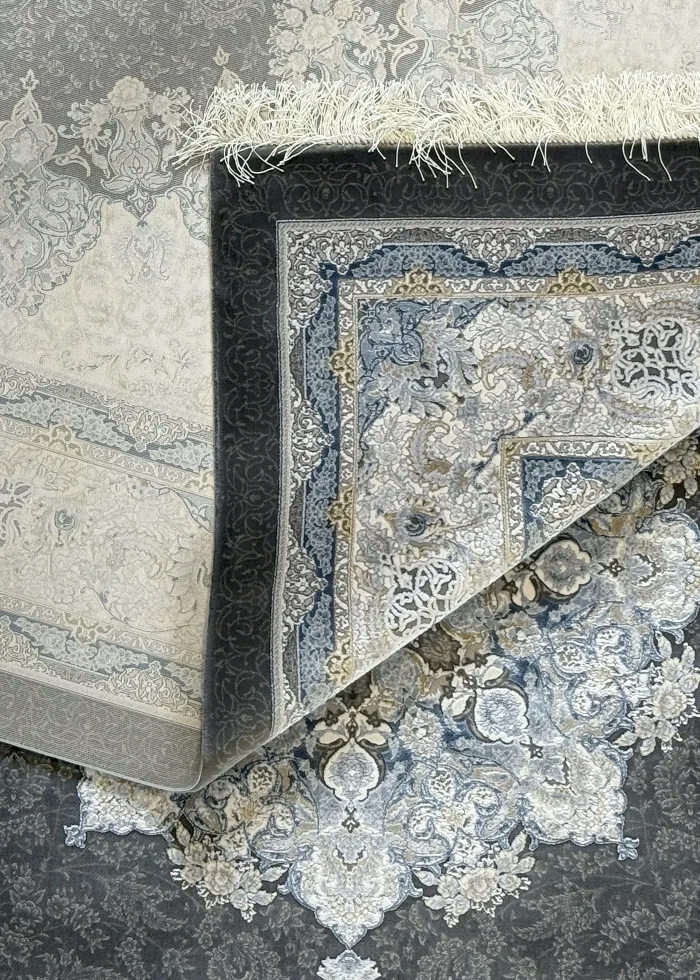 Gray and Beige Persian Rug Faraz Pattern 7 x 9 - Image 5
