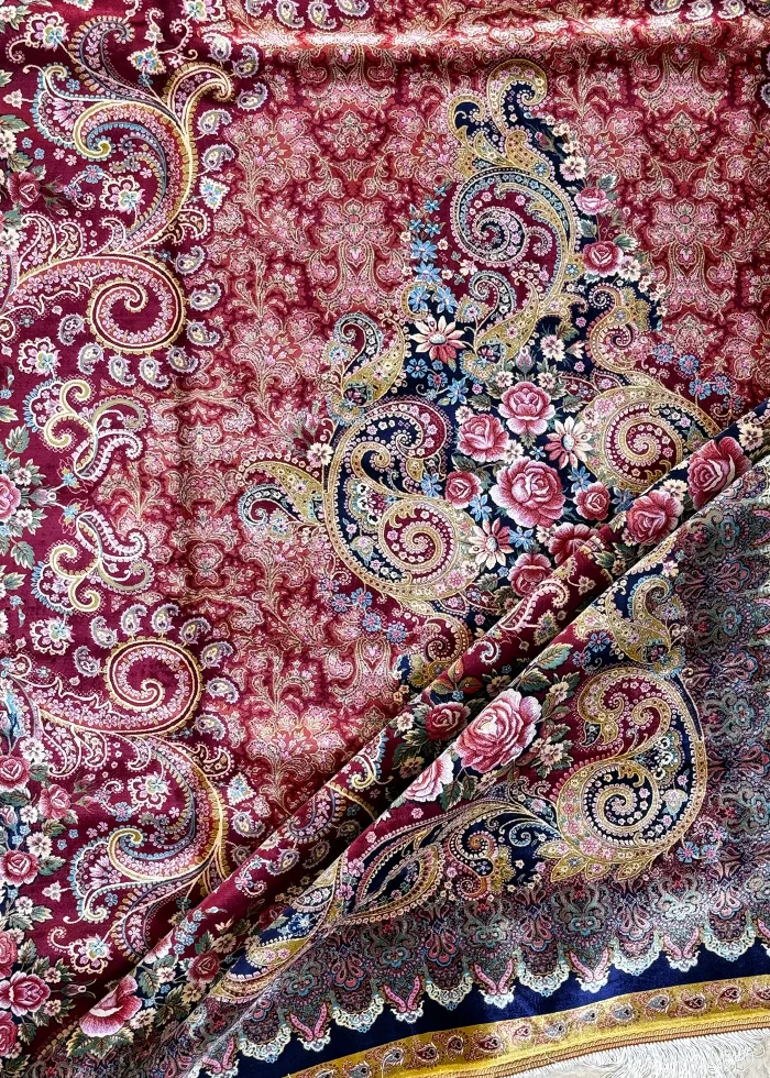 Red and Pink Persian Rug Paisley Pattern 7 x 9 - Image 6