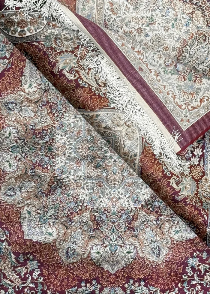 Red and Brown Persian Rug Toranj Pattern 7 x 7 - Image 5