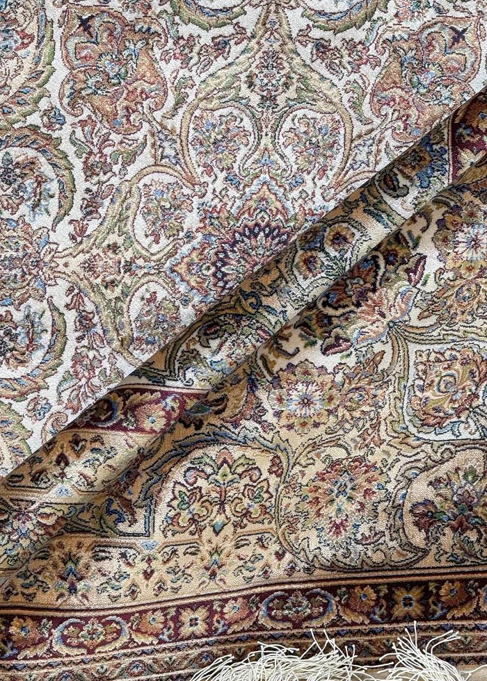 Beige and White Persian Rug Mahoor Pattern 7 x 7 - Image 5