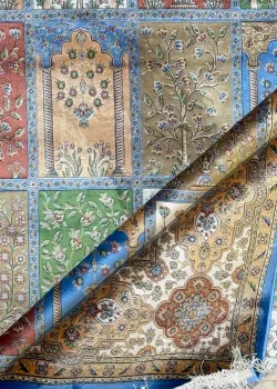 Green and Beige Persian Rug Tile Pattern 7 x 7 - Image 7