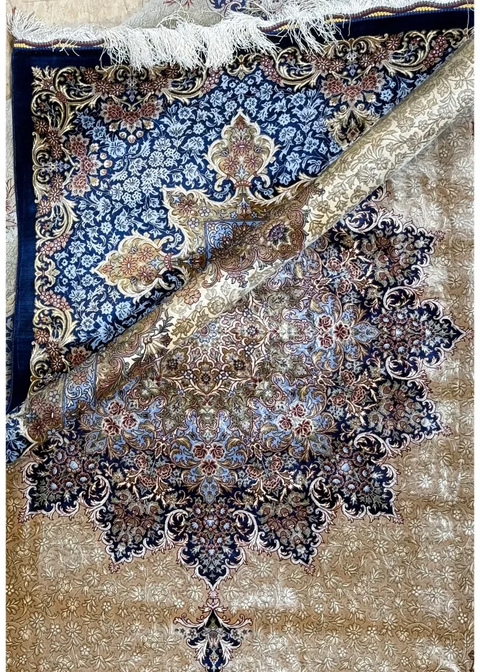 Blue and Taupe Persian Rug Heaven Pattern 7 x 9 - Image 6