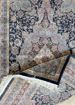 Blue and Beige Persian Rug Mahoor Pattern 4 x 6 - Image 5