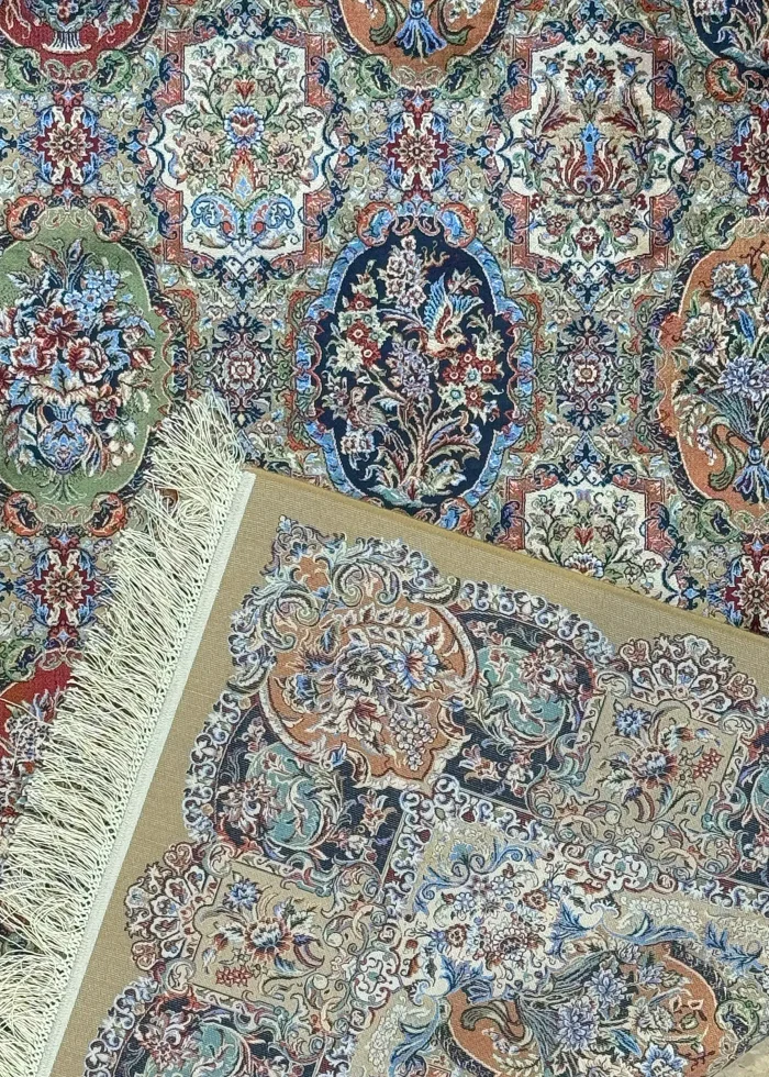 Green and Gold Persian Rug Tile Pattern 4 x 6 - Image 4