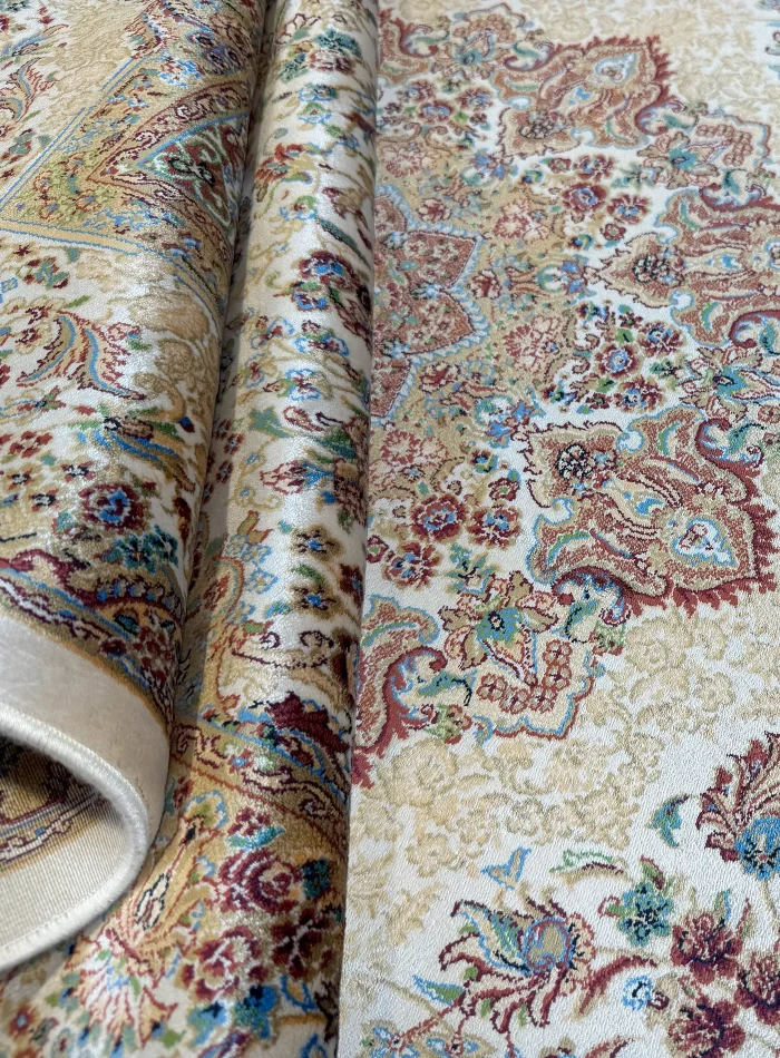 Beige and White Persian Rug Toranj Pattern 4 x 6 - Image 6