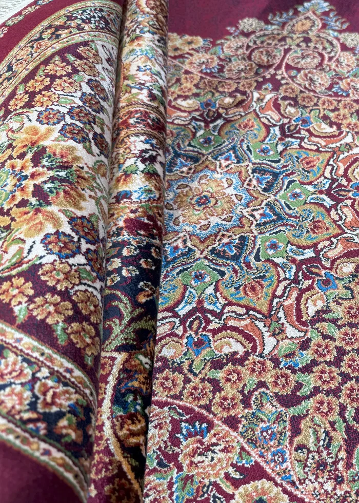 Red and Beige Persian Rug Flame Pattern 4 x 6 - Image 8