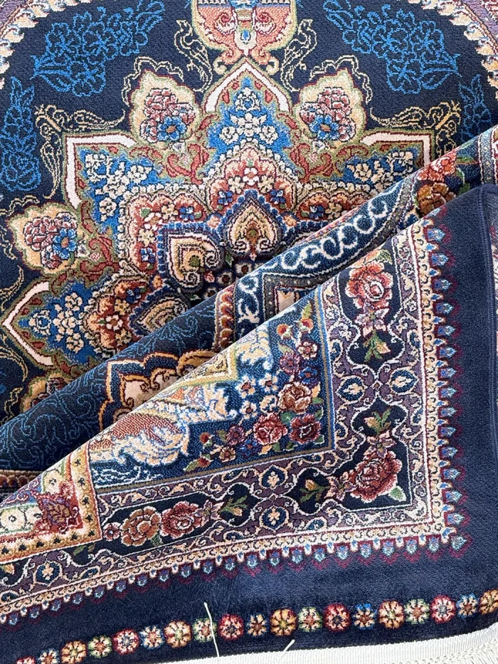 Navy Blue and Beige persian Rug Faraz Pattern 4 x 6 - Image 4