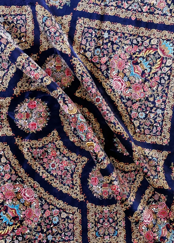 Blue and Pink Persian Rug Thousand Flowers Pattern 7 x 7 - Image 10