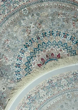Gray and Blue Round Persian Rug Vanda Pattern 5 x 5 - Image 3