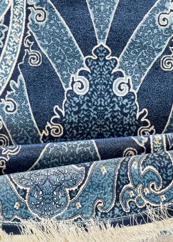 Navy Blue and Blue Round Persian Rug Horizon Pattern 5 x 5 - Image 5
