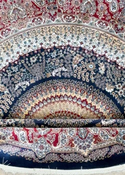 Blue and Red Round Persian Rug Golestan Pattern 5 x 5 - Image 7