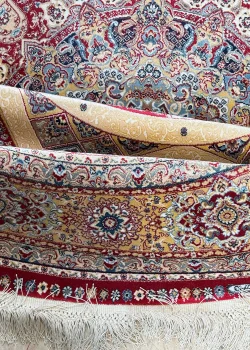 Red and Beige Round Persian Rug Elham Pattern 5 x 5 - Image 6