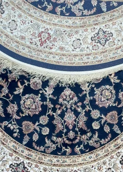Navy Blue and Blue Round Persian Rug Afshan Pattern 5 x 5 - Image 3